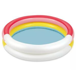 Inflatable Rainbow Ring Pool Kid and Dog Blow Up Outdoor New